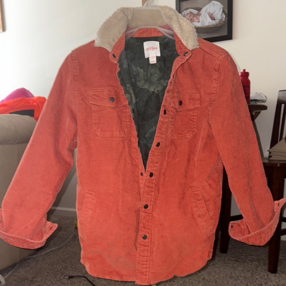 Cat & Jack Orange Corduroy Jacket with Sherpa Collar